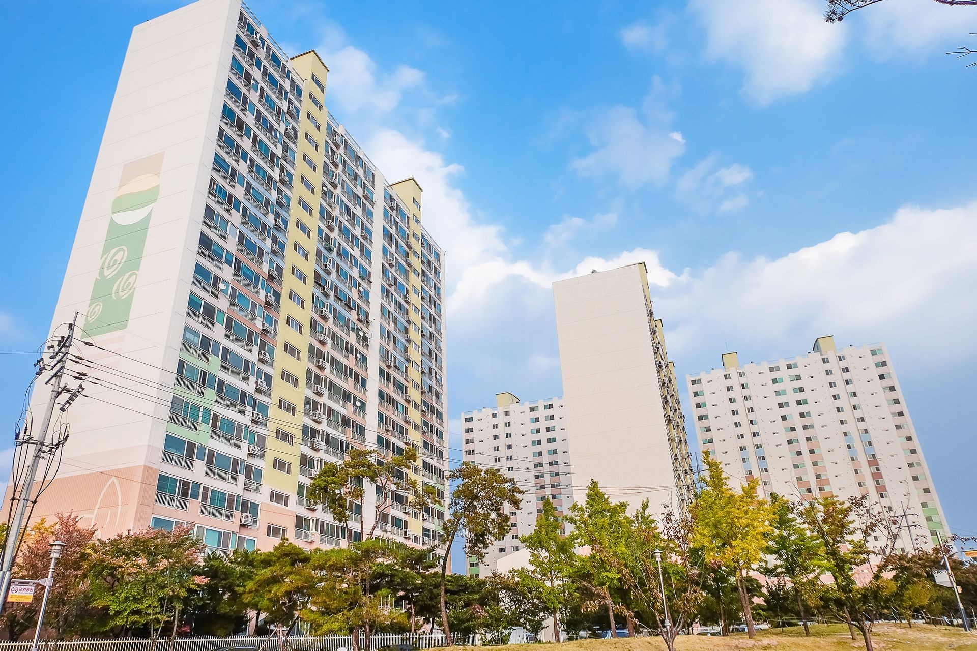  apartment condos building or Modern office isolated blue sky in Busan,South korea
building